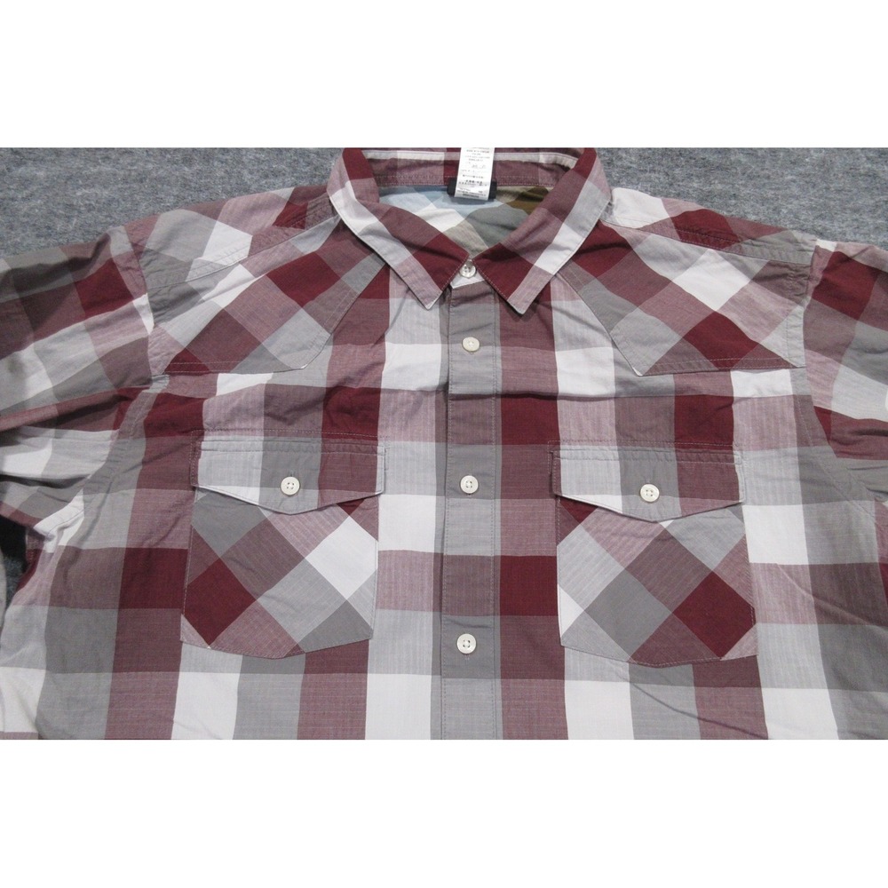 Patagonia Shirt Mens Large Red Gray Plaid Organic Cotton Long Sleeve Button Up - Picture 2 of 7